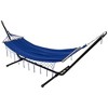 Northlight Hammock with Netted Fringe and Wooden Bars - 100" x 41" - Blue - image 3 of 4