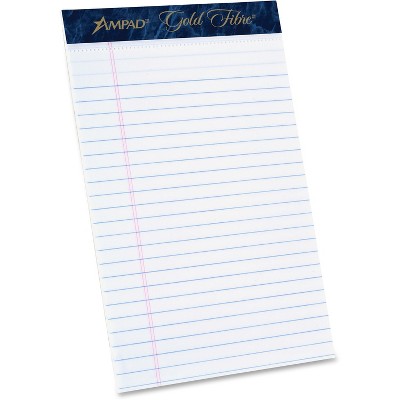 Ampad Gold Fibre Notepads 5" x 8" College Ruled White 50 Sheets/Pad 12 Pads/Pack (20054)