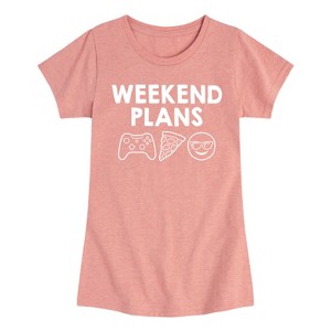 Girls' - Instant Message - Weekend Plans Fitted Short Sleeve Graphic T-Shirt - 1 of 4
