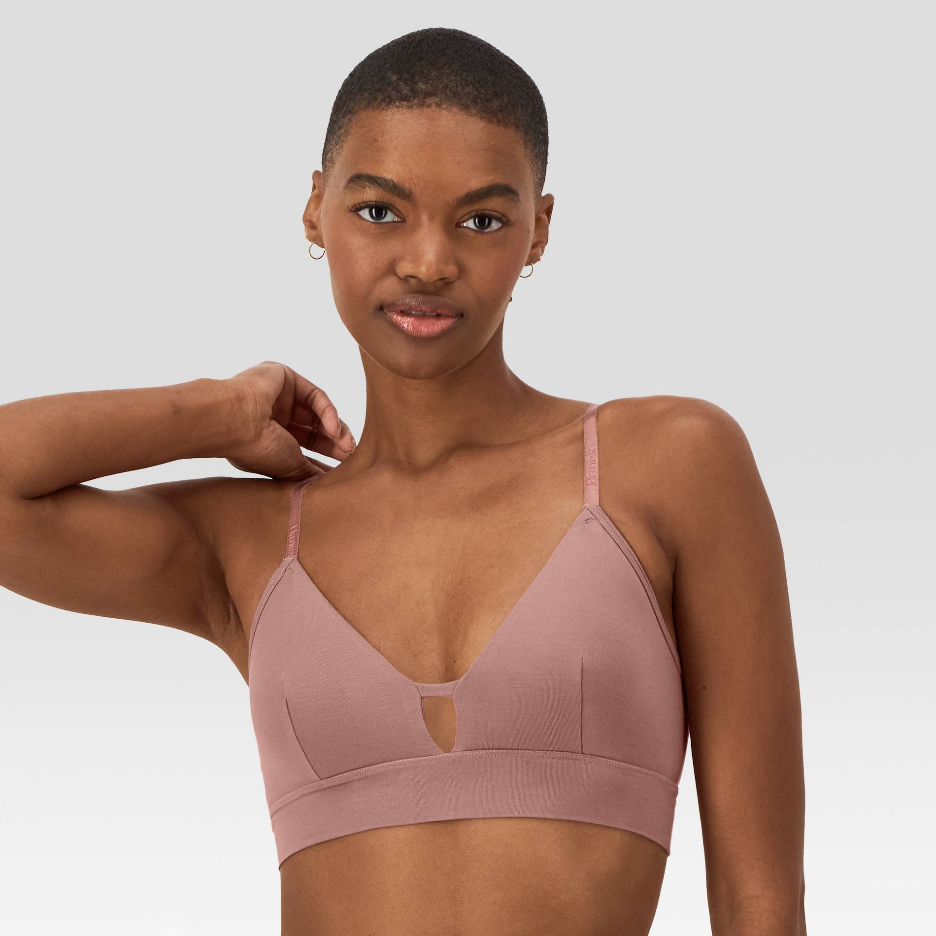 Hanes Originals Women's SuperSoft Longline Triangle Bra MHOT10 - Nude M: Adjustable Strap, Stretch Fabric, Unlined Cup