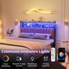 Karl Home Twin Full Queen King Size Headboard, Adjustable Upholstered Headboard with 2 Tier Shelves and Pegboard with Charging Stations and LED Lights - 3 of 4