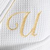 Linum Home Textiles Hotel 100% Turkish Cotton Waffle Terry Personalized White Bathrobe with Gold Satin Piped Trim in Gold Script Font - 2 of 2