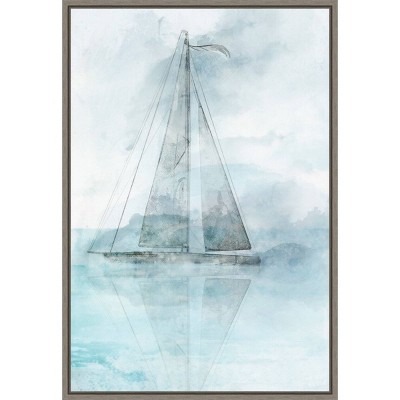 16" x 23" Sailing Boat II by Ken Roko Framed Canvas Wall Art - Amanti Art