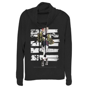 Juniors Womens Birds of Prey Harley Quinn Comic Pose Cowl Neck Sweatshirt - 1 of 3