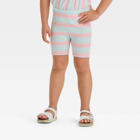 Toddler Girls' Striped Ribbed Bike Shorts - Cat & Jack™ 3T