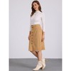 Allegra K Women's High Waist Solid Button Front A-Line Belted Corduroy Midi Skirt - 3 of 4