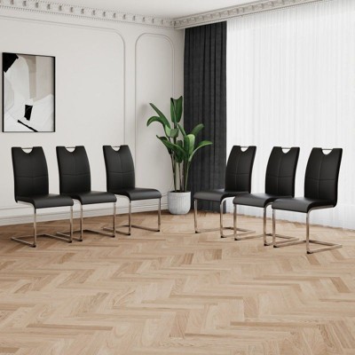 NicBex Modern Dining Chairs with Faux Leather Padded Seat,Armless Chairs with Chrome Metal Legs for Kitchen,Living Room