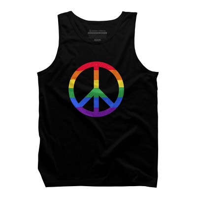 Adult Design By Humans Rainbow Pride and Peace Sign By JuanMedina Tank Top