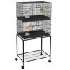 64" Double Stackable Bird Cage with Stand and Wheels for Budgies,Budgie Cage with Trays and Perches - LAOTIES - 3 of 4
