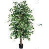 MaseiKar Artificial Ficus Tree 6ft, Realistic Fake Plants with Silk Leaves & Texture Trunk, Faux Tree for Home Office Indoor Outdoor Housewarming Gift - 3 of 4