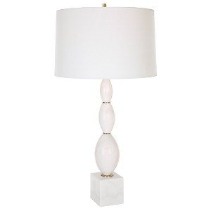 Uttermost Regalia White Marble Table Lamp – 31.25"H x 16"W x 16"D, Beaded Marble Base with Antique Brass Accents & White Linen Shade - 1 of 4