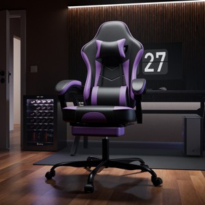 Ergonomic Gaming Chair with Adjustable Recline, Footrest, 3D Linkage Armrest, Lumbar & Neck Support, for Office & Gaming-Cuddlewood - 1 of 4