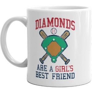 Crazy Dog T-Shirts Diamonds Are A Girl's Best Friend Mug Funny Baseball Softball Player Coffee Cup-11oz - 1 of 4
