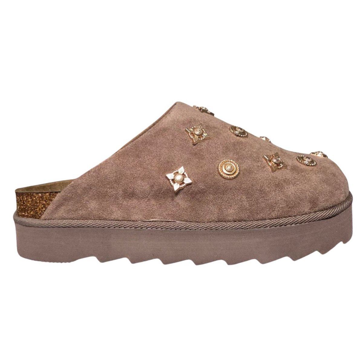 Женские сабо Outwoods Womens Sunday-3 Studded Suede Platform Mule, Taupe (9) — фото 2