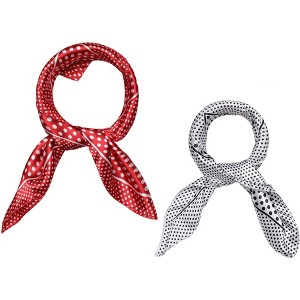 Allegra K Women's Satin Printed Square Kerchief Hair Wrap Neck Scarf 2Pcs - 1 of 4
