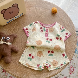 MyKids-Usa Baby Print Pattern T-Shirt Combo Shorts In Summer Sets - 1 of 4