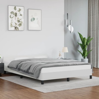 vidaXL Bed Frame with Headboard White 59.8 in.x79.9 in. Queen Faux Leather