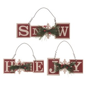 Transpac MDF Snowflake Word Ornament Set of 3 Christmas Home Decorations - 1 of 1