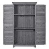 Storage Shed Wooden Utility Tool Shed 3 Tier Terrace Lockers Outdoor Wooden Tool Storage Cabinet For Lawn Garden Patio Backyard - 3 of 4