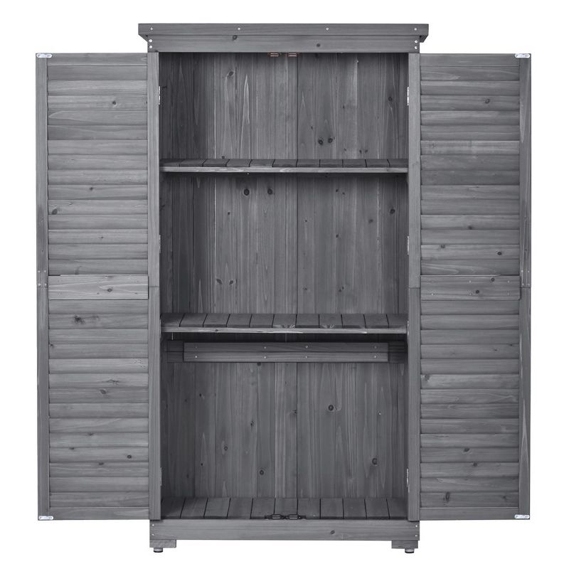 Storage Shed Wooden Utility Tool Shed 3 Tier Terrace Lockers Outdoor Wooden Tool Storage Cabinet For Lawn Garden Patio Backyard, 3 of 8