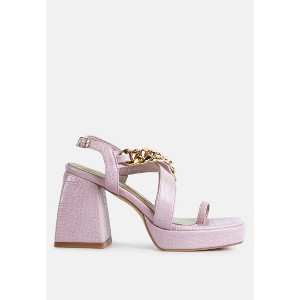 Frecklin Metal Chain Block Heel Sandals - 1 of 4