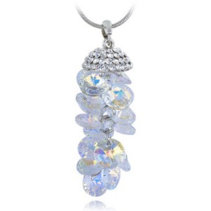 Anna-Kaci Women's Silver Tone Necklace with Iridescent Crystal Cluster Pendant, Adjustable Chain, Sparkling and Unique Design - White - 1 of 4