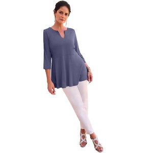 Jessica London Stretch Knit Henley Notch Babydoll Tunic - 1 of 4