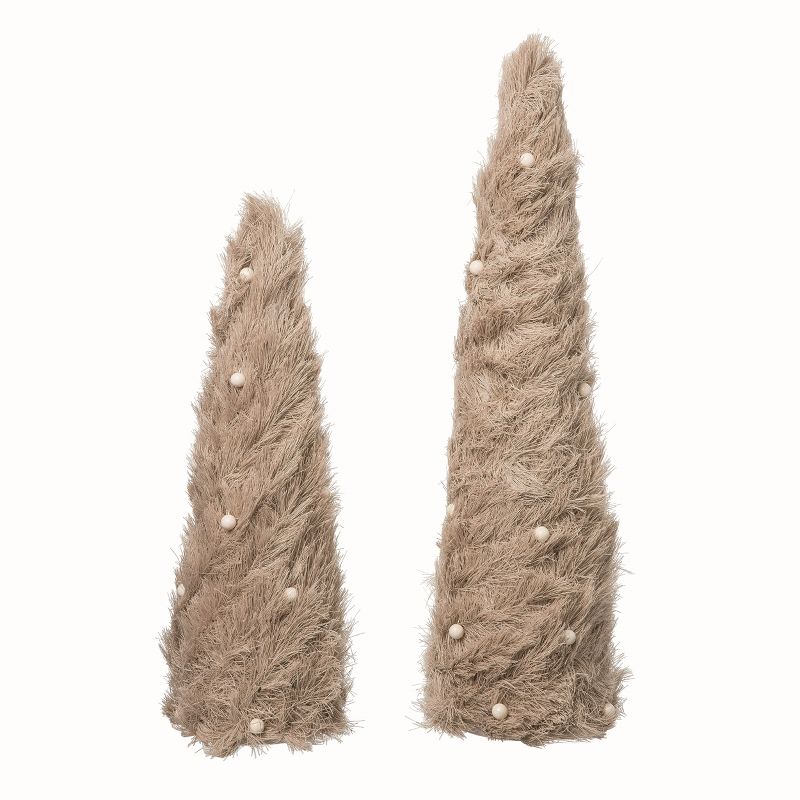 Transpac Polyester Brown Christmas Trees Set of 2, 1 of 2