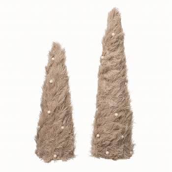 Transpac Polyester Brown Christmas Trees Set of 2