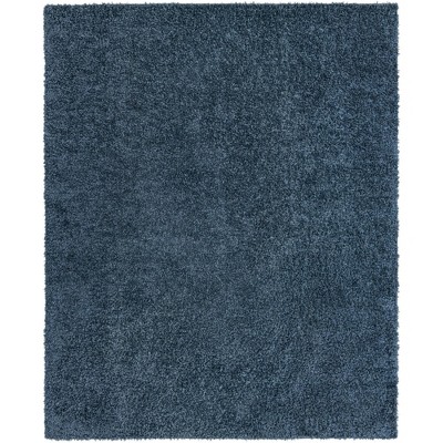 Marine Blue Braided Shag 8' x 10' Synthetic Area Rug