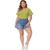 Agnes Orinda Women's Plus Size Basic Casual V Neck Short Sleeve Plain T-shirts - 3 of 4