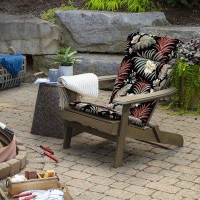 Simone Black Tropical Outdoor Adirondack Chair Cushion