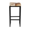 Industrial Cowhide and Metal Bar Height Stool Brown - Olivia & May: Leather Seat, Iron Frame, Fixed Height - 3 of 4