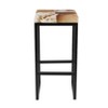 Industrial Cowhide and Metal Bar Height Stool Brown - Olivia & May: Leather Seat, Iron Frame, Fixed Height - image 3 of 4