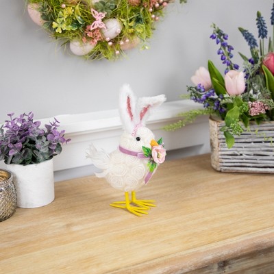 Northlight Easter Bunny Bust With Hair Bow - 7.5" - White And Pink