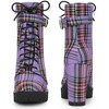 Perphy Women's Platform Lace Up Chunky Heel Plaid Printed Ankle Boots - 2 of 3