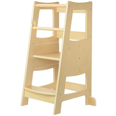 ONWITH Toddler Step Stools for Kids, Toddler Tower Kids Step Stool with Safety Rail Wooden