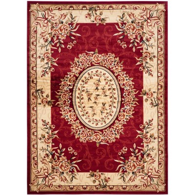 Lyndhurst Red and Ivory Floral Synthetic 9' x 12' Area Rug