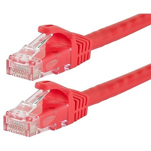 Monoprice Cat5e Ethernet Patch Cable - 7 Feet - Red | Network Internet Cord - RJ45, Stranded, 350Mhz, UTP, Pure Bare Copper Wire, 24AWG - Flexboot - 1 of 4