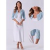 INSPIRE CHIC Women's 3/4 Sleeve Collarless Pleated Open Front Cropped Cardigan - 2 of 4