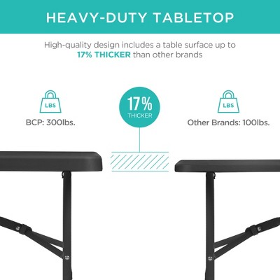Black Heavy-Duty 6ft Folding Table with Handle and Lock