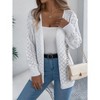 Women's Hollow Out Long Sleeve Open Front Knit Cardigan - 4 of 4