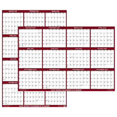 2022 Wall Calendar Portable 24"x36" Maroon - SwiftGlimpse