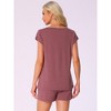 INSPIRE CHIC Women's 2 Piece Lounge Set Knit Short Sleeve Tee and Shorts Pajama Set with Pockets - 4 of 4