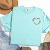 Simply Sage Market Women's Embroidered Small Floral Heart Mini Short Sleeve Garment Dyed Tee - 3 of 4