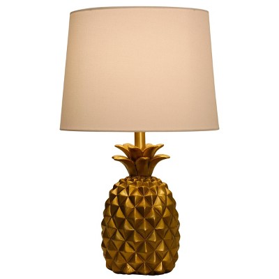 Gold Pineapple Table Lamp with White Fabric Shade