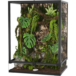 Reptile Tall Glass Terrarium with Top Screen Ventilation Tall Reptile Tank, Toughened Glass Reptile Tank, Double Hinge Door & Anti Escap - 1 of 4