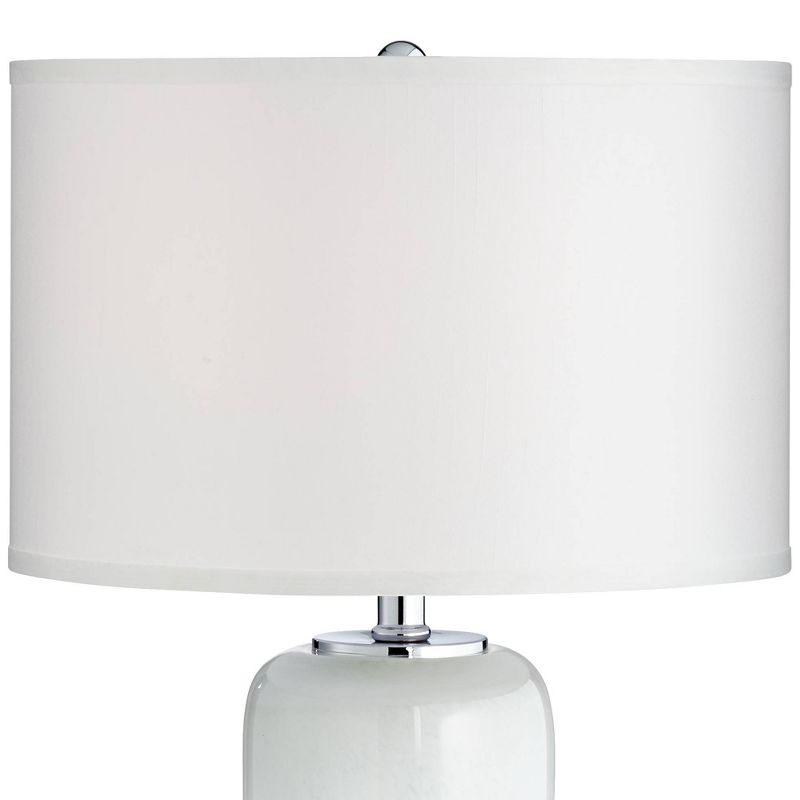 Possini Euro Design Roxanne Coastal Table Lamp with Round Black Riser 25" High Blue LED Nightlight White Drum Shade for Bedroom Living Room Bedside, 3 of 9