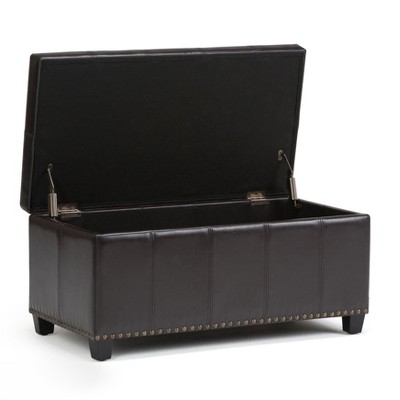 NicBex Faux Leather Storage Ottoman Bench,Storage Ottoman with Stitched Design and Nailhead Trim,Modern Storage Bench for Living Room,Bedroom