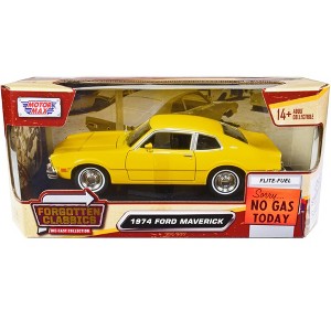 1974 Ford Maverick Yellow "Forgotten Classics" Series 1/24 Diecast Model Car by Motormax - 1 of 3
